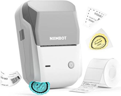 [KC-B1hui-New] NIIMBOT B1 Label Printer for Small Business, Bluetooth Label Maker with Tape, Address Label Maker for Mailing, Business & Shipping Labels, White/Grey | KC-B1hui-New