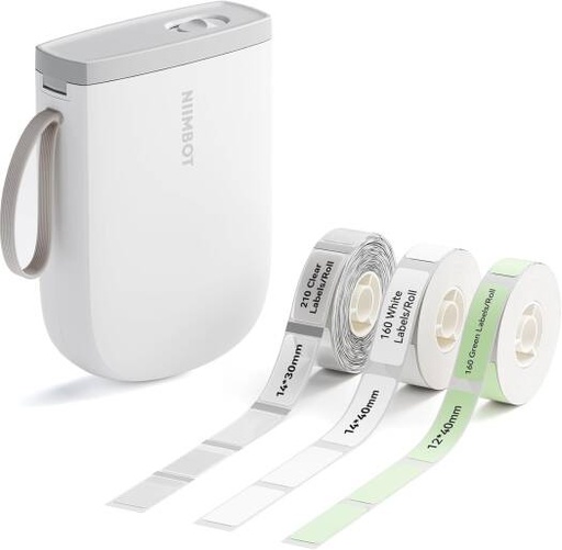 [D11 Set] NIIMBOT D11 Label Printer Self-Adhesive with 3 Label Rolls, 300 DPI Portable Label Printer, Self-Adhesive Labeling Device, Compatible with iOS and Android, White | D11 Set