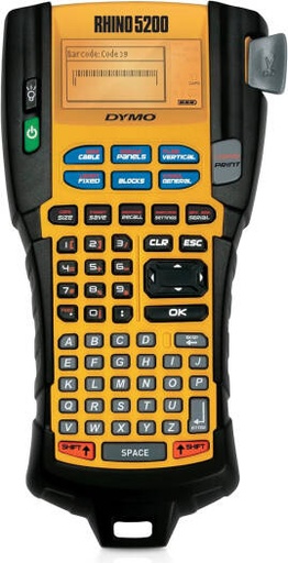 [D5200] Dymo Rhino 5200 Professional Labelling Machine Hard Case Kit (EU Version), ANSI, TIA/EIA-606-A Labelling Standards, Prints Code 39 And Code 128 Barcodes On 19mm Labels, Black/Yellow | D5200