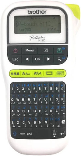 [PT-H110] Brother PT-H110 Label Printer, 180 DPI Resolution, 461 Number of Characters, 20mm/sec. Print Speed, LCD Display, Up to 12mm TZe Laminated Tapes Width Print, White | PT-H110