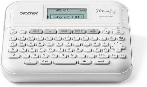 [PTD410] Brother PT-D410 Label Printer, 20mm Per Second Fast Print Speed, 15 Built-In Fonts, 120 Decorative Frames, 700 Symbols, 50 Programmable Memories, White | PTD410
