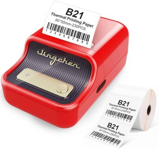 [smart-label-maker-b21-with-230-labels-bluetooth-thermal-price-barcode-label-printer-mailing-address-labels-machine-compatible-with-android-ios-applied-to-organization-home-office-business-red] Smart Label Maker B21 with 230 Labels Bluetooth Thermal Price Barcode Label Printer Mailing Address Labels Machine Compatible with Android & iOS Applied to Organization Home Office Business (Red)