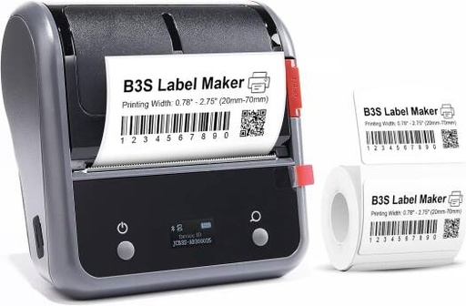 [3-inch-label-printer-b3s-with-tapes-bluetooth-thermal-labels-maker-small-business-sticker-printers-suits-for-all-purpose-labels-barcode-price-text-compatible-with-ios-android] 3 Inch Label Printer B3S with Tapes, Bluetooth Thermal Labels Maker Small Business Sticker Printers, Suits for All Purpose Labels Barcode Price Text, Compatible with iOS & Android