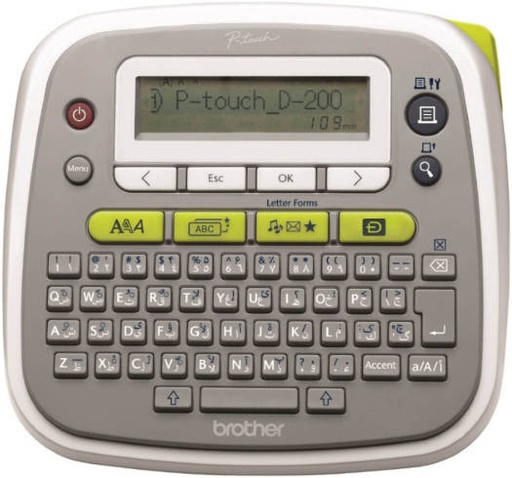 [PTD200AR] Brother PT-D200 Thermal Transfer Label Printer, Up to 12 mm Labels, 20mm / sec Print Speed, 180 dpi, Graphical Display, ENG, ARB, Farsi QWERTY, For Home & Small Office | PTD200AR