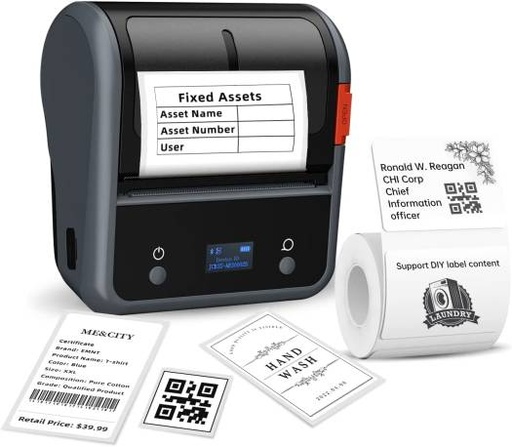 [B3S-BK] Niimbot B3S 3'' Portable Thermal Label Printer, 70x40mm Size, For Clothing / Barcode & Small Business, Bluetooth Connectivity, Built In 2200mAh Rechargeable Battery, Easy To Use, Black | B3S-BK