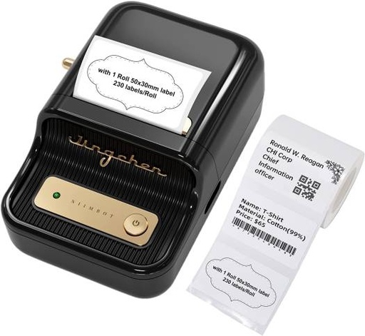 [B21-BK] Niimbot B21 Portable Thermal Label Printer, For Clothing / Address / Business, Compatible with iOS & Android, 50x30mm Size, Edit Exclusive Labels, 1 Pack, Widely Use, Black | B21-BK