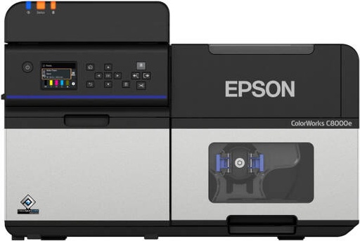[C31CL02102MK] Epson ColorWorks C8000e (MK) Industrial Colour Label Printer, LCD Control Panel, Up to 600x1200 DPI, Up to 300mm/sec Print Speed, Permanent Printhead, Nozzle Verification Technology, | C31CL02102MK