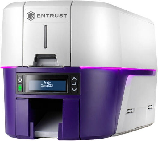[525301-005] Entrust Sigma DS2 ID Card Printer, Support Dual-Sided Printing, Up to 300 x 1200 DPI Resolution, 140 CPH Max Double-Sided & 225 CPH Single-Sided Print Speed, USB & Ethernet, White/Violet | 525301-005