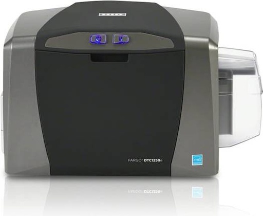 [DTC1250e-Single-Sided] Fargo DTC1250e Single Sided ID Card Printer, 300 dpi (11.8 dots/mm) Resolution, Up to 16.7m Color Display, Up to 6 Sec/Card Printing Speed, Up to 30 Cards Hopper Capacity, Gray | DTC1250e-Single-Sided