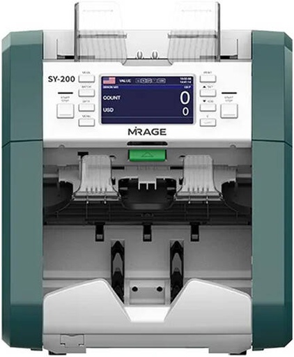 [SY-200] Mirage SY-200 Supreme Two Pocket Banknote Discriminator & Fitness Sorter, 500 Notes Hopper Capacity, 200 Notes Stacker Capacity, Dual CIS / UV, MG (18ch), IR Sensors, Green | SY-200