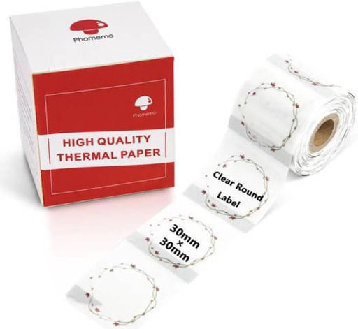 [RNDFLR1XY3030TR] Phomemo 20708057 Multifunctional Label Maker Printer Paper, Round Flower Frame Design, For M110/M120/M200/M220, 30x30mm Size, 200 Labels In Roll | RNDFLR1XY3030TR