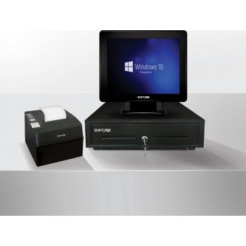 [MTPOSC51700NB-02] OSCAR Point of Sale POS System J1900 4GB RAM 64 SSD15" Touchscreen + Thermal Receipt Printer 80mm + Cash Register Drawer 5Notes 8Coins - Shiny Black | MTPOSC51700NB-02