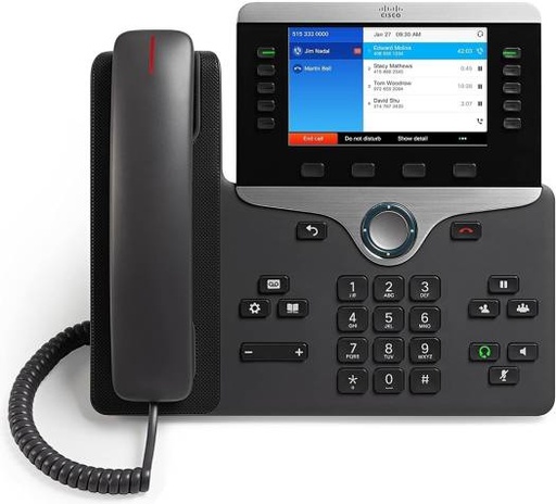 [CP-8841-K9] Cisco 8841 VOIP IP Phone, 5" 24-Bit Color Display, Full-Duplex Speakerphone, RJ-9 Headset Port, 4 Programmable Line Keys, 5 Number Line Keys, 2 Ethernet Switch Port, Wall Mountable, Black | CP-8841-K9