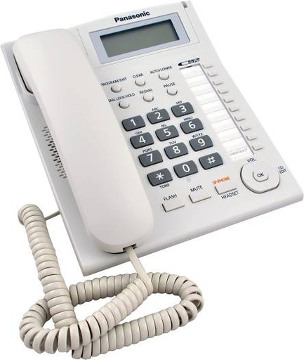 [KX-TS880MX] Panasonic Single Line KX-TS880MX Corded Landline Phone with Display, Auto Redial, 20 One Touch & 10 Speed Dialer, 3 Step Ringer Volume & Dial Lock, Long & Flexible Cord, White | KX-TS880MX