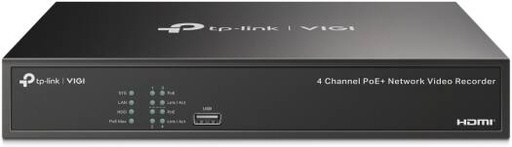 [VIGI NVR1004H-4P] TP-Link VIGI 4 Channel PoE+ Network Video Recorder, 4-Channel Simultaneous Playback, Simplified Deployment with PoE+, 4K HDMI Video Output & 16MP Decoding Capacity, Black | VIGI NVR1004H-4P