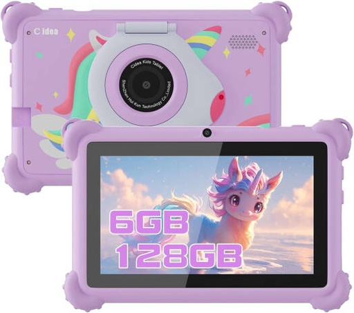 [CM88] C Idea CM88 Kids Educational Tablet, 7" WSVGA IPS Display, MTK8321 Processor, ARM Mali-400 MP2, 6GB RAM, 128GB Storage, Android 12, 2MP + 5MP Camera,5000mAh Battery Capacity, Purple | CM88