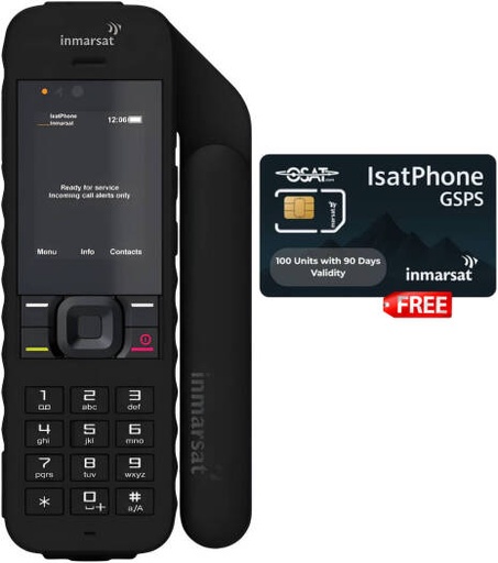 [ISATPHONE2] Inmarsat IsatPhone 2 Handset Satellite Phone with GSPS Sim Card & GSPS 100 Units Voucher, GEOS Emergency Assistance, Reliable L-Band Connectivity, Black | ISATPHONE2