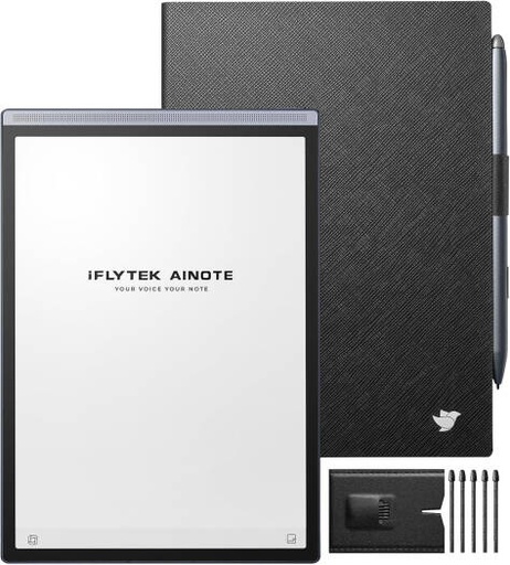 [AINOTE Air 2-B] iFLYTEK AINOTE Air 2 Bundle Smart E Ink Tablet, 8.2" HD E-ink Display, Handwriting to Text Conversion, 4GB RAM, 32GB ROM, 2600mAh Battery, Protective Folio & 5 Pen Refills Included | AINOTE Air 2-B