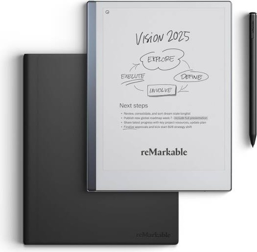 [RM110-429-86931] reMarkable 2 Paper Tablet with Marker Plus, 10.3" Display, 1GB RAM, 8GB Storage, 1.2 GHz Dual-Core ARM, 3000 mAh, 2.4GHz & 5 GHz, Premium Leather Book Folio, Black | RM110-429-86931