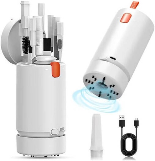 [EA-CLKITQ21-WH] EpicArma 21-in-1 Electronics Cleaning Kit with Built-in Vacuum Cleaner, Air-Flow Nozzle, Static-Free Brushes, White | EA-CLKITQ21-WH