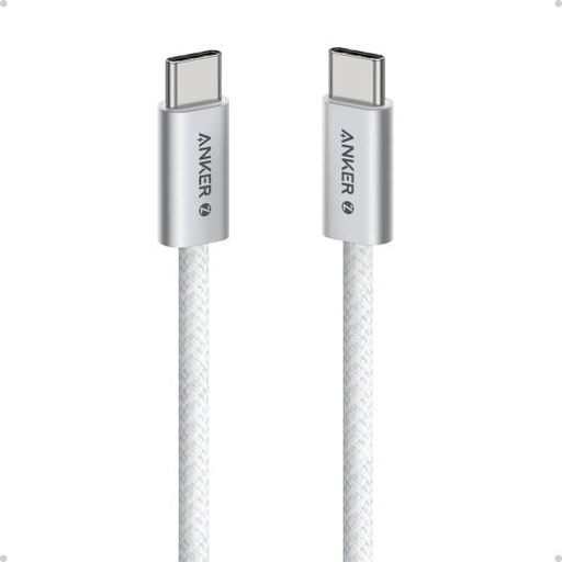 [A8060H22] Anker Zolo USB C to USB C Cable, Full-Speed 240W Charging Cable, Dirt-Resistant Unibody, 5.8mm Thickness, 480 Mbps Data Transfer, Durable Braided Exterior, 6ft Cable Length, White | A8060H22