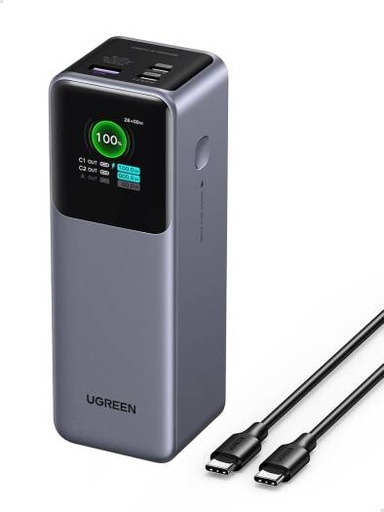 [35525] UGREEN Nexode 25000mAh 200W Power Bank, Fast Charging, 140W for Laptop, 3 Port USB C, TFT Display, Travel Ready | 35525
