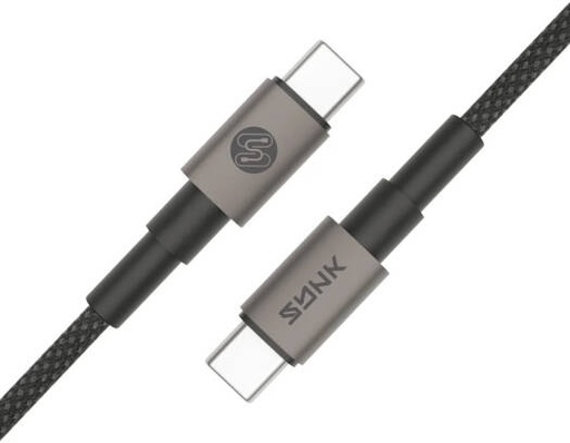 [SKNOCTCBK] SYNK Neo Series C-to-C Data Cable 60W, Fast Charging USB-C to USB-C Cable, Nylon Braided, Aluminum Alloy Connectors, Smart Chip, 480Mbps Data Sync, 1M Durable Charging Cable, Black | SKNOCTCBK