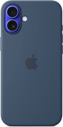 [MYYA3] Apple iPhone 16 Plus Silicone Case with MagSafe, Soft-Touch Eco Silicone Protective Case with Built-In Magnets, Precise Fit, Microfiber Lining & Fast Wireless Charging, Denim | MYYA3