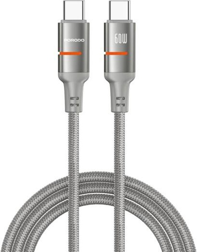 [PD-CBL0031-GY-C] Porodo 60W Braided Cable, Data Transfer &Fast Charging, 3m Length, Universal Compatibility, Braided Cable, Safe & Reliable, Grey (USB-C to USB-C) | PD-CBL0031-GY-C