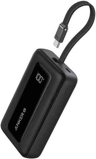 [A1688H11] Anker Zolo Power Bank 10000mAh, 30W Fast Charging, Built-in USB-C Cable, Bi-Directional Charging, Compact & Portable Charger for iPhone 15, Samsung S24, MacBook, iPad, Switch, Steam Deck |A1688H11