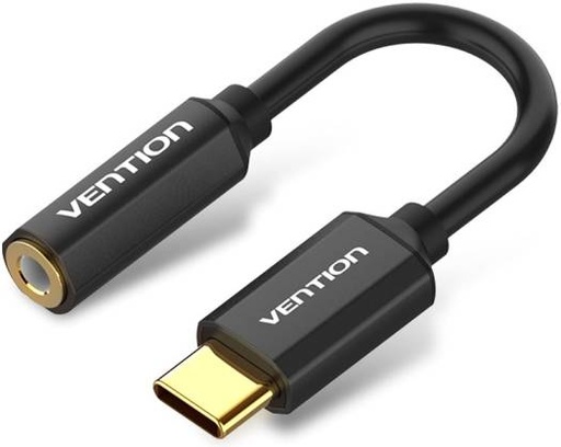 [BGCBA] Vention Type-C to 3.5mm Female Audio Cable, 0.1 Meter, Black Metal Type | BGCBA