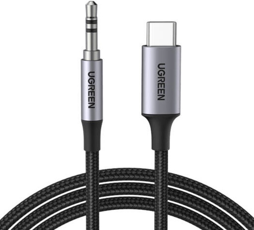 [20192] UGREEN USB C to 3.5mm Audio Cable, DAC Chip, 16-Bit / 48KHz Audio Sampling Rate, Anti-Oxidation, Nylon Braided Cable, Wide Compatibility, Black | 20192