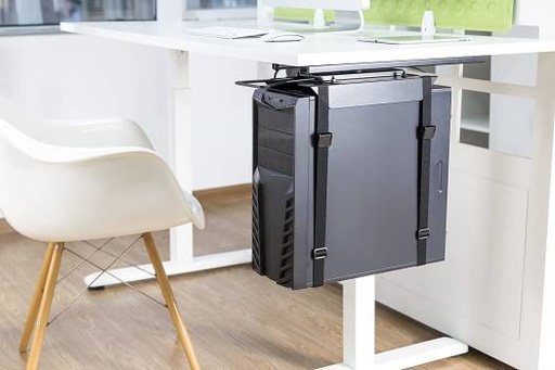 [B0B9JT2N39] Navodesk Stap On Under Desk CPU Holder, CPU Mount, PC Holder With Sliding Track, Black | B0B9JT2N39