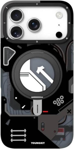 [XJZHJ001] YOUNGKIT STARSHIP Series Case for iPhone 17 Pro, 360° Rotating Magnetic Stand, MagSafe Compatible, Drop Protection, Anti-Scratch & Anti-Fingerprint, Black | XJZHJ001