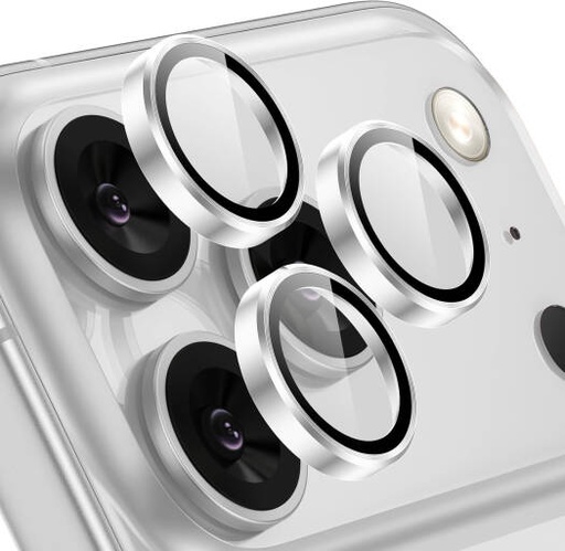 [LensProtector] Tensea Camera Lens Protector, for iPhone 17 Pro Max/17 Pro, Aluminum Alloy Tempered Glass Rear Camera Cover, Strong Adsorption, Scratch Resistant, Case Friendly, Silver | LensProtector