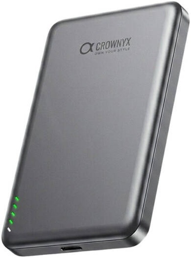 [CPH10K] CROWNYX 10000mAh Wireless Power Bank, MagSafe Compatible Magnetic Portable Charger with 15W PD Fast Charging for iPhone 16/15 Series, Apple Watch & AirPods, Grey | CPH10K