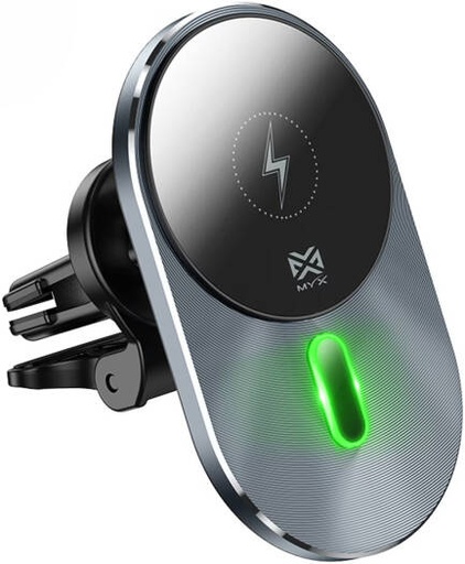 [MAGDRIVE] Myx Mag Drive Magnetic Wireless Car Phone Holder, Fast Charging Magnetic Car Mount, Qi Wireless Charging, 360 Degree Rotation, Strong Magnetic Grip, Universal Smartphone, Black | MAGDRIVE
