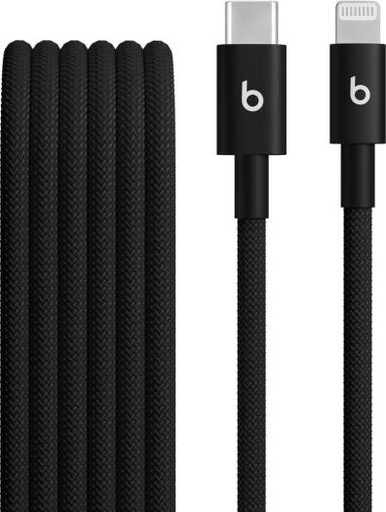 [MDGK4LL/A] Beats USB C To Lightning Braided Cable, 1.5m Length, Tangle Free Woven Design, Reinforced Anti Fray Connectors, Automatic Voltage Regulation, Apple CarPlay Compatible, Bolt Black | MDGK4LL/A