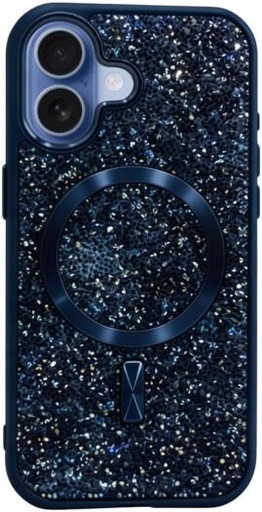 [IP17-MGSF-GA-BLU] CROWNYX GlamAura Glitter Case for Iphone 17, Magsafe Compatible, Bling Sparkle Shockproof Phone, Bumper Cover, Blue | IP17-MGSF-GA-BLU