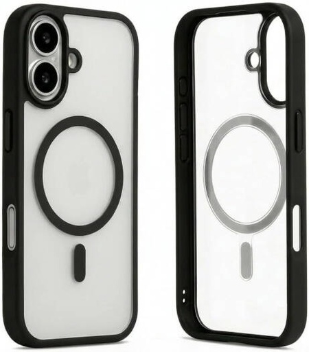 [IP17-MGSF-FC-BLK] CROWNYX Fusion Clear TPU Case for iPhone 17, MagSafe Compatible, Shockproof, Slim DEsign, Hard PC Back & Flexible TPU Bumper, Anti-Yellow, Black | IP17-MGSF-FC-BLK