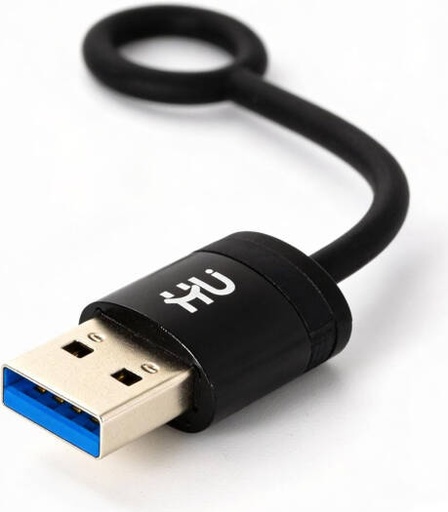 [HAC-1009] HU USB 3.0 Male to USB-C Female Adapter, 5Gbps High-Speed Data Transfer, Aluminum Alloy Build, Anti-Loss Silicone Strap, Compact Design for Charging & Syncing USB-C Devices, Black | HAC-1009