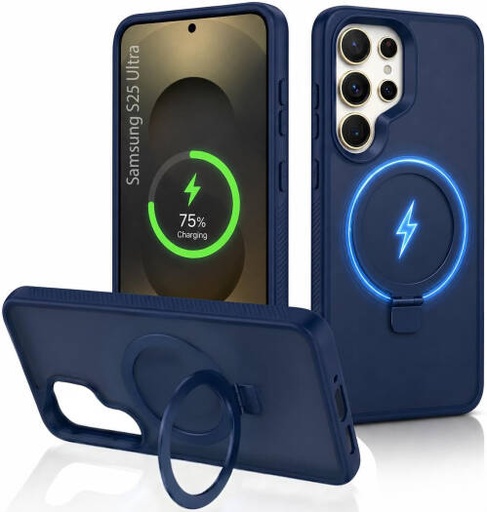 [SAMS25UL-MGSF-AGSP-BLU] CROWNYX Aegis GripStand Pro Case for Samsung Galaxy S25 Ultra, Compatible with MagSafe, Shockproof Slim Hybrid TPU Cover with Kickstand & Grip Ring, Blue | SAMS25UL-MGSF-AGSP-BLU