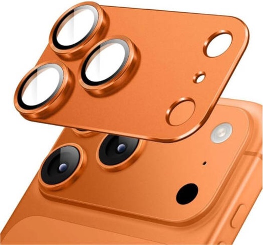 [IP17PM-PS-CLP-ORG] CROWNYX Prime Sheild Camera Lens Protector for iPhone 17 Pro, Full Aluminum Alloy Frame Cover, Militrary Grade Protection, 9H Tempered Glass, Anti Scratch, Orange | IP17PM-PS-CLP-ORG
