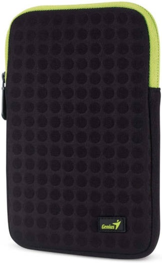 [39700007102] Genius GS-721 7.9” Bubble Tablet Sleeve, Protects Against Shocks and Scratches, Colorful Stylish Design, Polycarbonate Material, Solid Pattern, Black - Green | 39700007102