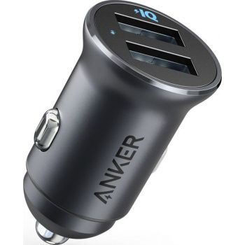 [A2727H12] Anker PowerDrive 2 Alloy Car Charger, Dual USB A 24W Car Adapter, Ultra Compact Metal Design, Fast Charging Twin Ports, Scratch Resistant Alloy Finish, MultiProtect Safety System, Black | A2727H12