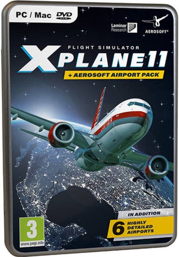 [AS14586] Microsoft X-Plane 11 Flight Simulator, Aerosoft Airport Collection, More Than 8000 3D Modelled Airfields, Intuitive User Interface, For PC Gaming, DVD Pack | AS14586