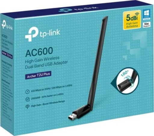 [Archer T2U Plus] TP-Link USB Wifi Adapter for PC AC600 Mbps Wireless Network Adapter for Desktop | Archer T2U Plus