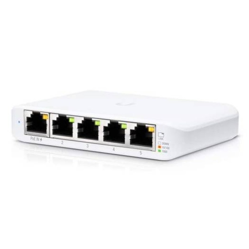 [USW-Flex-Mini] Ubiquiti Networks UniFi USW Flex Mini 5-Port Gigabit Managed Switch, with USB-C Power Adapter, 10 Gb/s Switching Capacity, 7.44 Mpps Fwd Rate, Compact, Fanless Design, White | USW-Flex-Mini