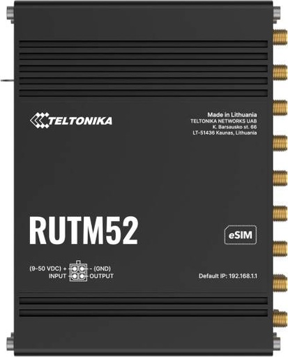 [RUTM52] Teltonika RUTM52 Industrial 5G Router, Dual SIM eSIM LTE Router, Dual Band WiFi, Gigabit Ethernet, VPN Support, Remote Management RMS, Black | RUTM52