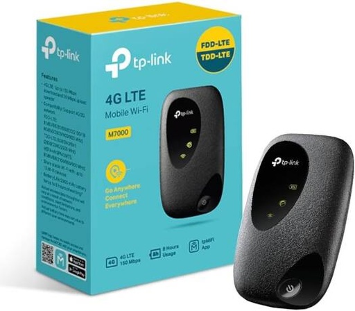 [M7000] TP-Link 4G LTE Travel Mi-Fi Hotspot, 10 Device Connection, Compatible with Most Networks, 2000mAh Battery/8H Life, tpMiFi App, Black | M7000